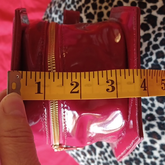 NWT Red coffin makeup or small purse black embroidery of cross,double zippers - Picture 7 of 8